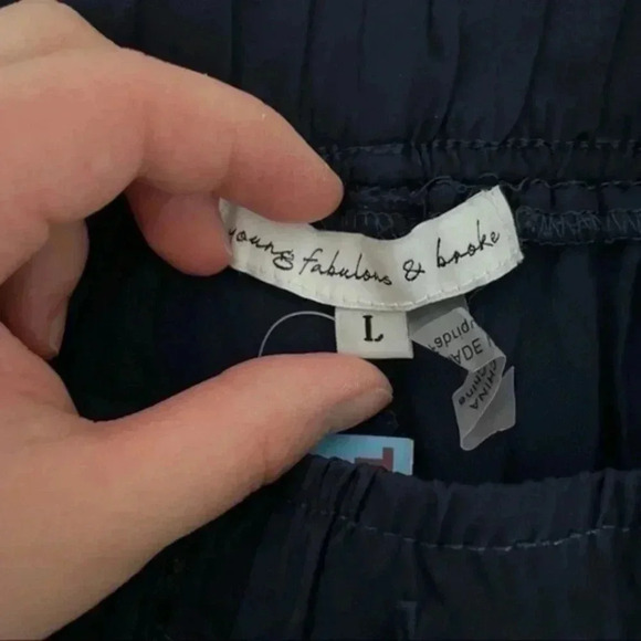 young fabulous & broke satin navy blue joggers Large NWOT - Picture 7 of 7